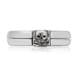 You are viewing this Platinum Ruby Skull Mens Ring!