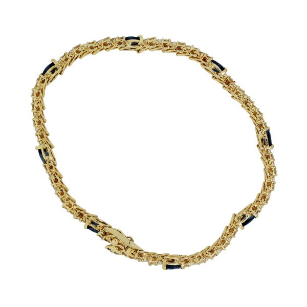 18k Yellow Gold Diamonds & Sapphires Bracelet