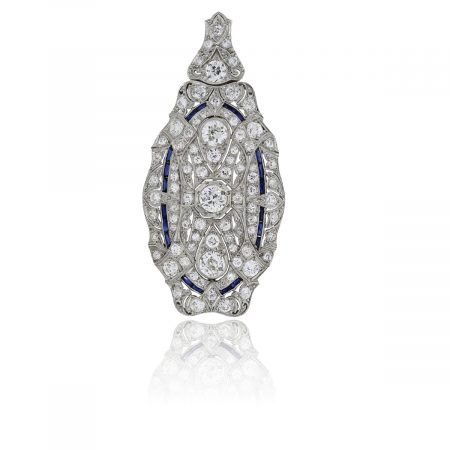 You are viewing this Platinum Diamond Sapphire Pendant Pin!