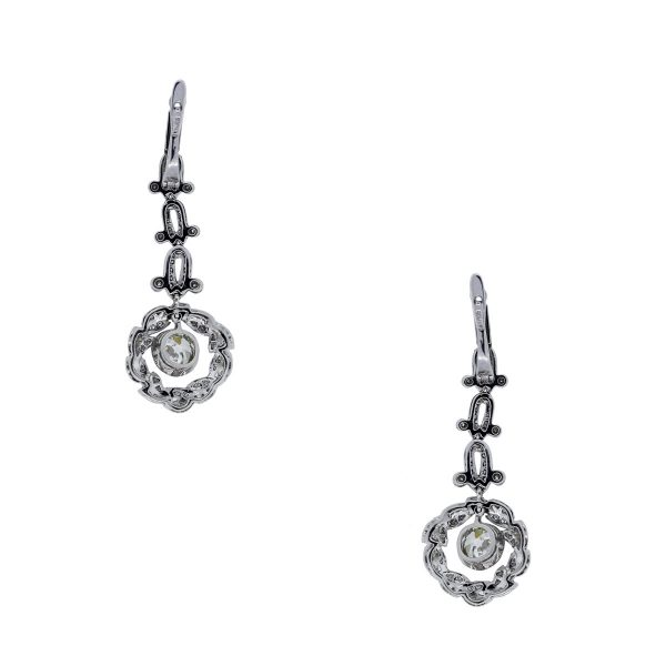 Platinum Diamond Drop Dangle Earrings