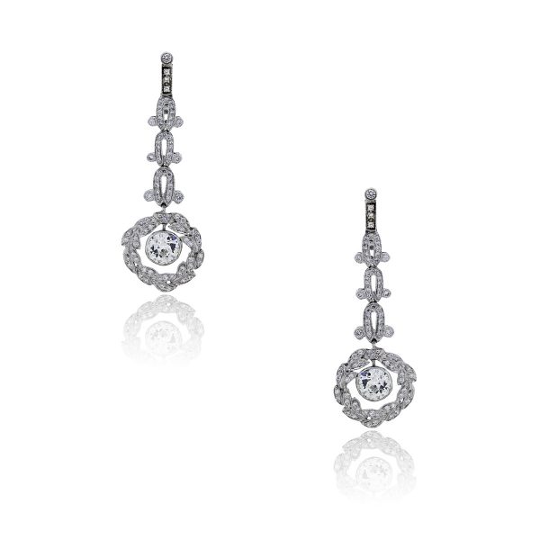 You are viewing these Platinum Cushion Shape Diamond Drop Dangle Earrings!