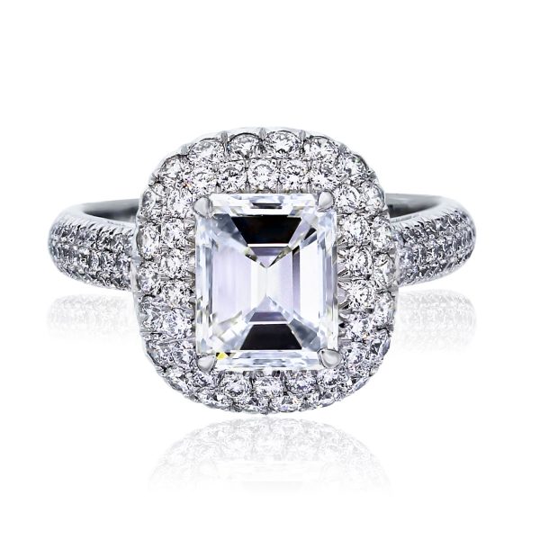You are viewing this Platinum 1.79ct Emerald Cut Diamond GIA certified Engagement Ring!