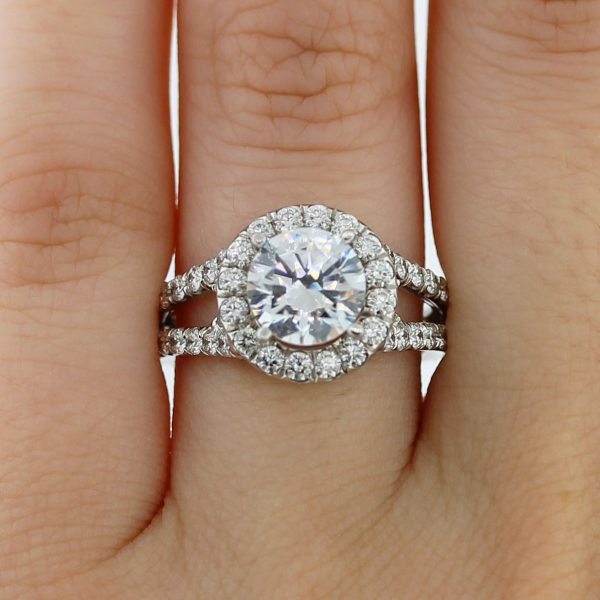 Uneek LVS720 1.22ctw Halo Split Shank Engagement Ring