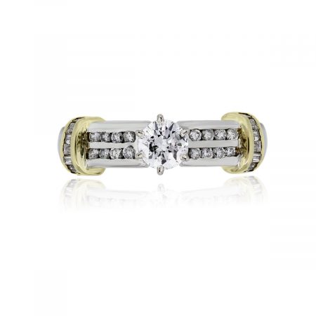 You are viewing this Platinum and Gold Round Brilliant Diamond Wedding Ring!