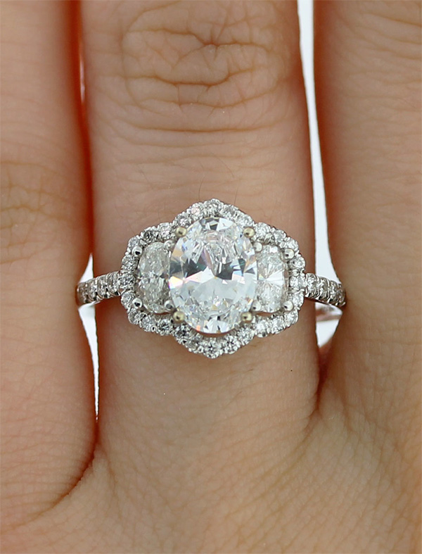 Uneek LVS836 0.68ctw Diamond Three Stone Engagement Ring Semi Mounting