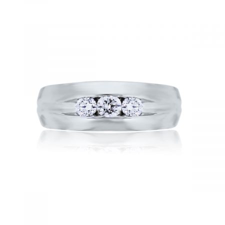 You are viewing this 14k White Gold Round Brilliant Diamonds Gents Ring!