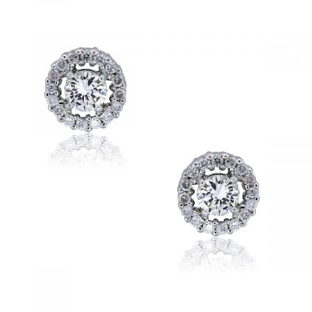 You are viewing these 18k White Gold 1ctw Diamond Halo Stud Earrings!