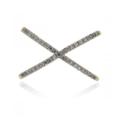 You are viewing this 14k Yellow Gold and Diamonds Crossover Ring!