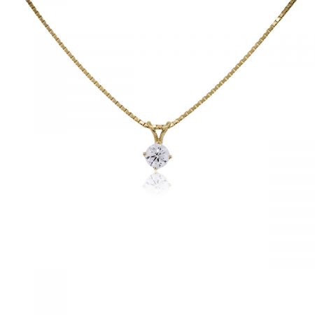 You are viewing this 14k Yellow Gold Round Brilliant Diamond Pendant Necklace!
