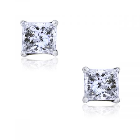 You are viewing these 14k White Gold Princess Cut Diamond Stud Earrings!