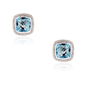 David Yurman Albion Diamond & Blue Topaz Earrings 