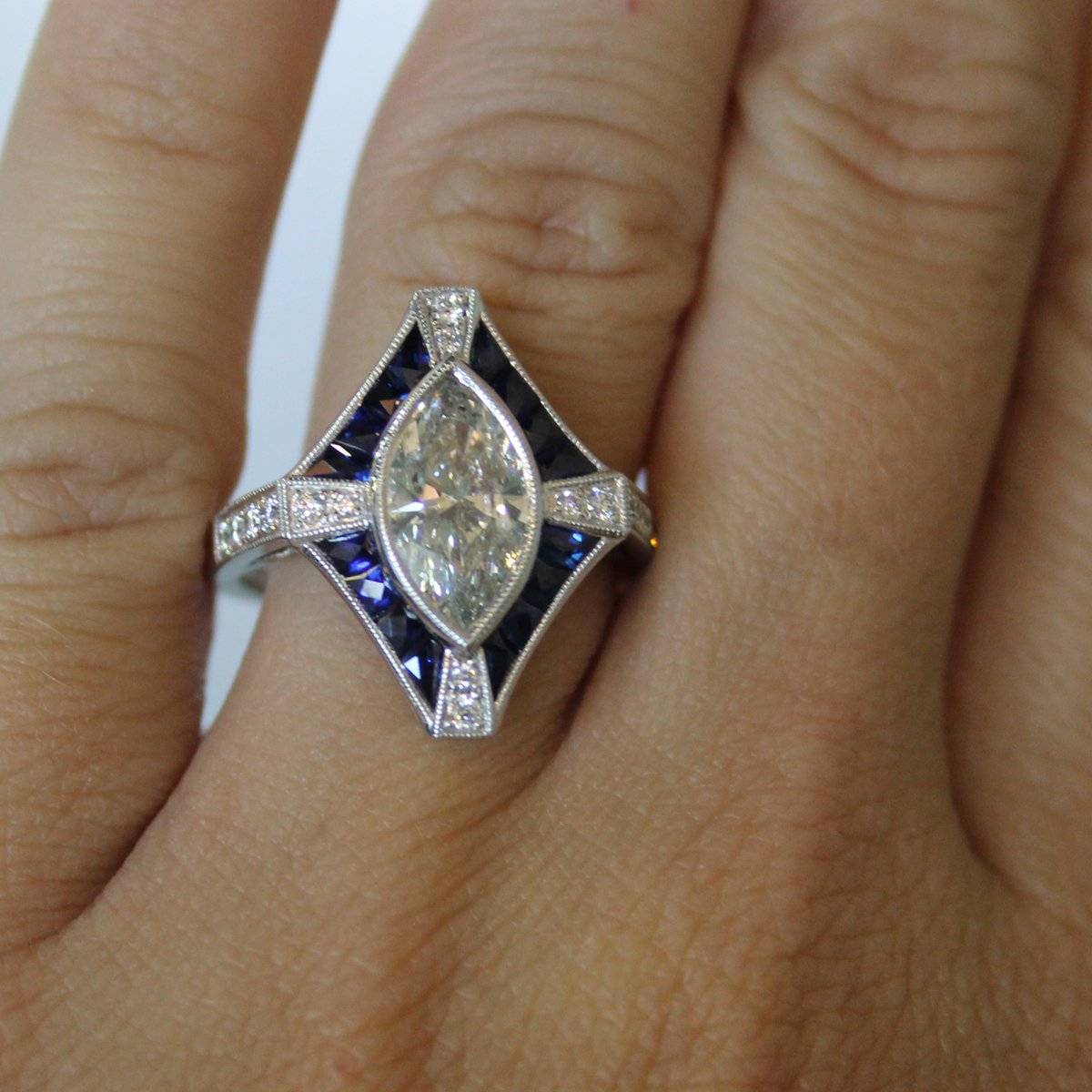 Antique Style Sapphire Engagement Ring