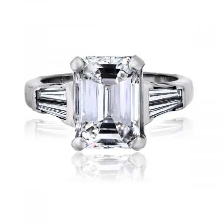 You are viewing this 14k White Gold 3.02ct Emerald Cut Diamond GIA Cert. Engagement Ring!
