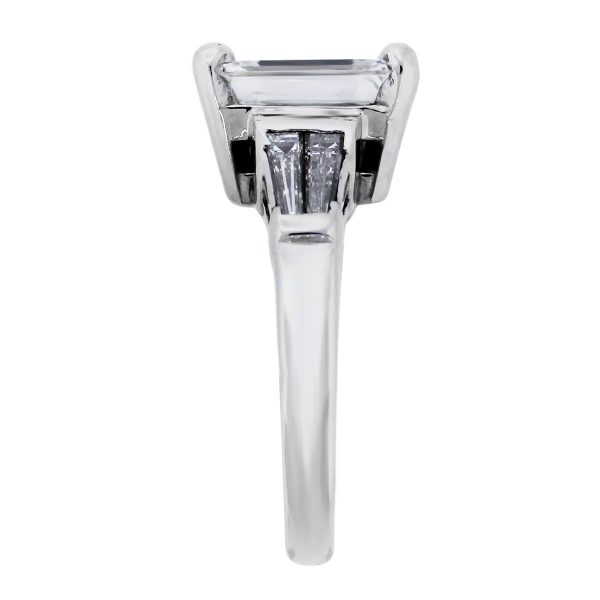 White Gold 3.02ct Emerald Cut Diamond GIA Cert. Engagement Ring