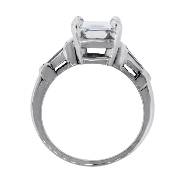 14k White Gold Emerald Cut Diamond GIA Cert. Engagement Ring