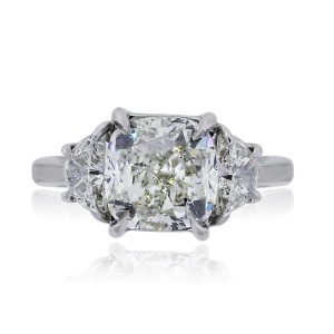 You are viewing this Platinum 4.02ct Cushion Cut Diamond Handmade Engagement Ring!