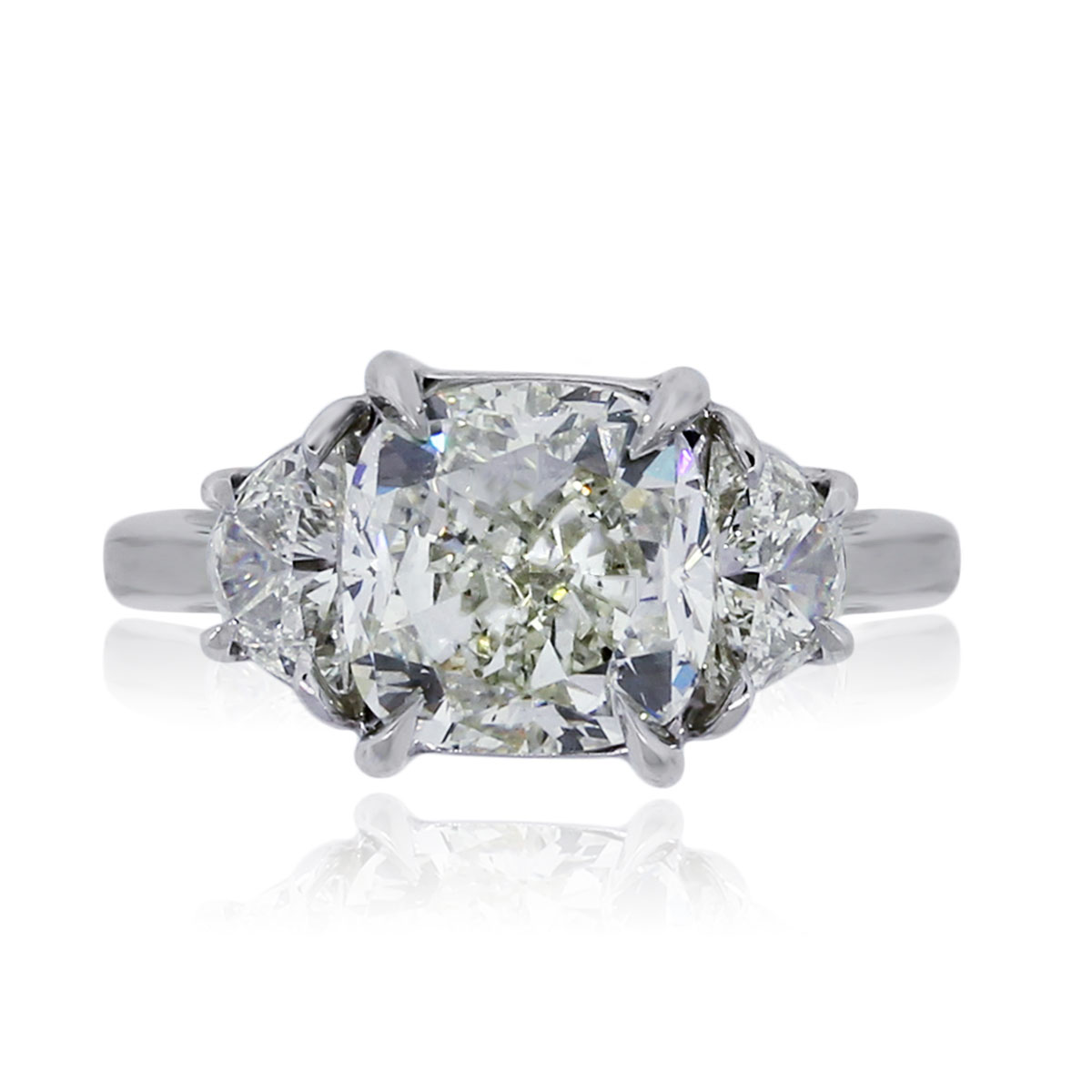 Platinum 4.02ct Cushion Cut Diamond Handmade Engagement Ring