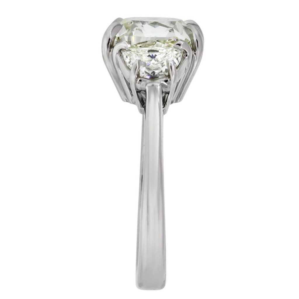 Platinum 4.02ct Cushion Cut Diamond Engagement Ring