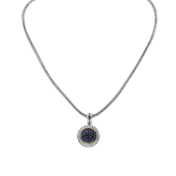 Effy Sterling Silver Yellow Gold Diamond Sapphire Pendant Necklace