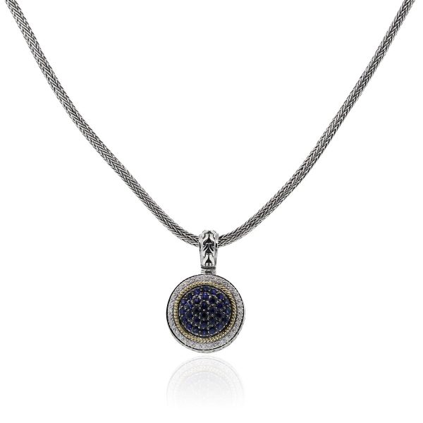 You are viewing this Effy Sterling Silver 18k Yellow Gold Diamond Sapphire Pendant Necklace!
