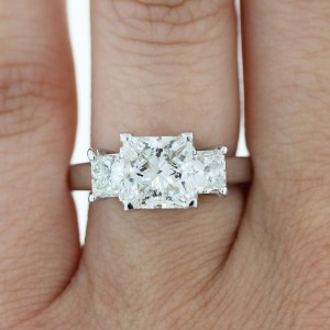 Platinum 2.90ctw Princess Cut GIA Certified Diamond Engagement Ring
