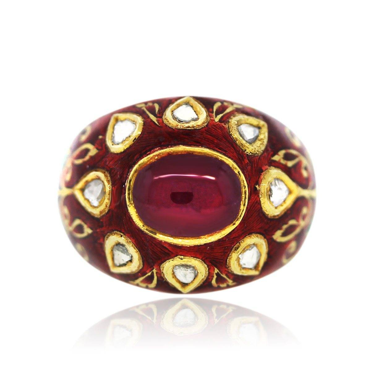 Red enamel and ruby ring