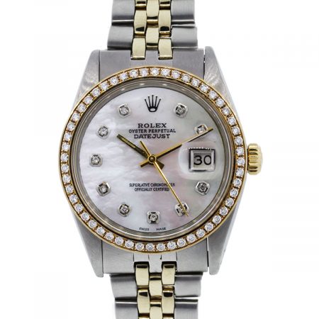 You are viewing this Rolex Datejust 16013 Two Tone Mother of Pearl Dial Diamond Bezel Watch!
