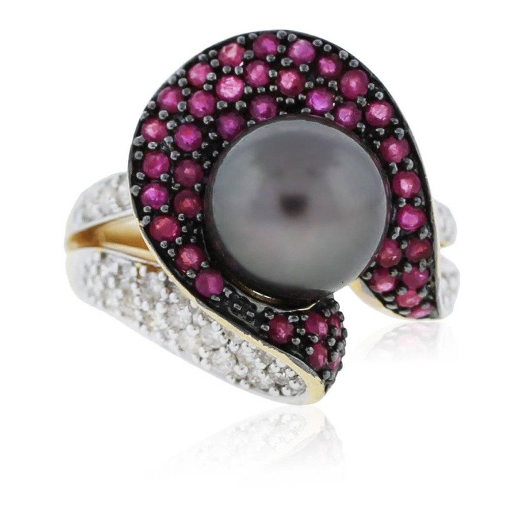 Ruby and Tahitian pearl ring