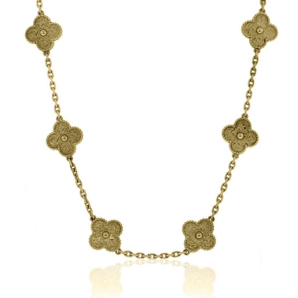 Van Cleef & Arpels Yellow Gold 10 Motif Vintage Alhambra Necklace
