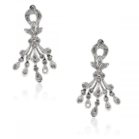 You are viewing these 18k White Gold Diamond Chandelier Omega Back Earrings!