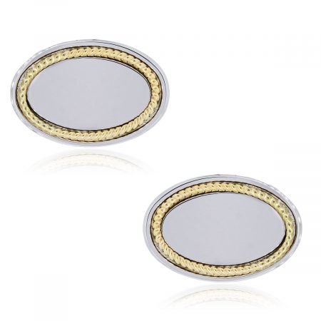 You are viewing these 14k Yellow Gold and Sterling Silver Oval Cuff Links!