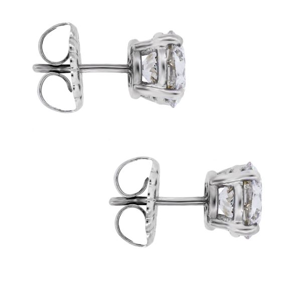 18k White Gold GIA Diamond Stud Earrings