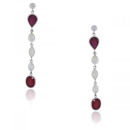 You are viewing these 14k White Gold 3ctw Diamond and 3.6ctw Ruby Drop Dangle Earrings!