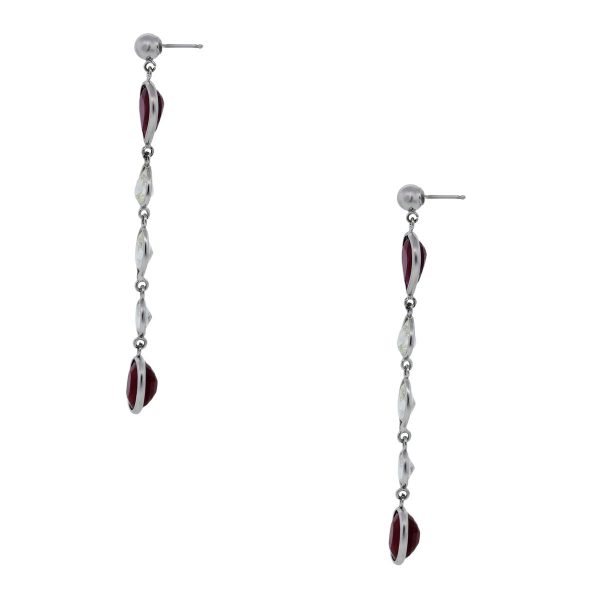 14k White Gold 3ctw Diamond and 3.6ctw Ruby Earrings