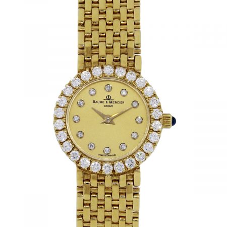 You are viewing this Baume & Mercier 18k Yellow Gold Diamond Bezel Watch!