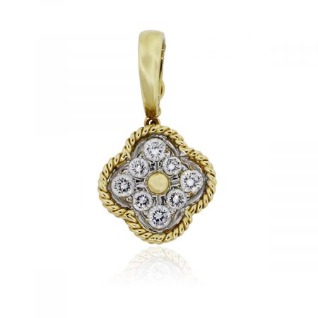 You are viewing this 18k Yellow Gold .40ctw Diamond Clover Pendant!
