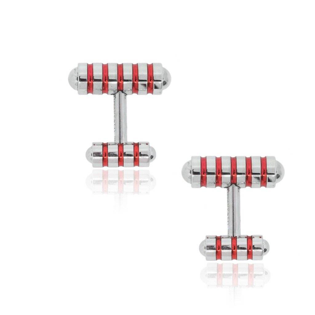 TIFFANY & CO. STERLING SILVER RED ENAMEL PALOMA PICASSO CUFFLINKS