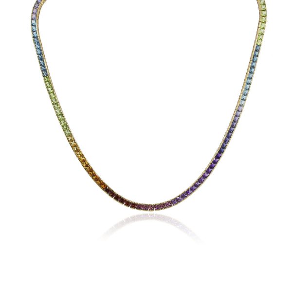 You are viewing this H Stern 18k Yellow Gold Multi Gemstone Rainbow Necklace!