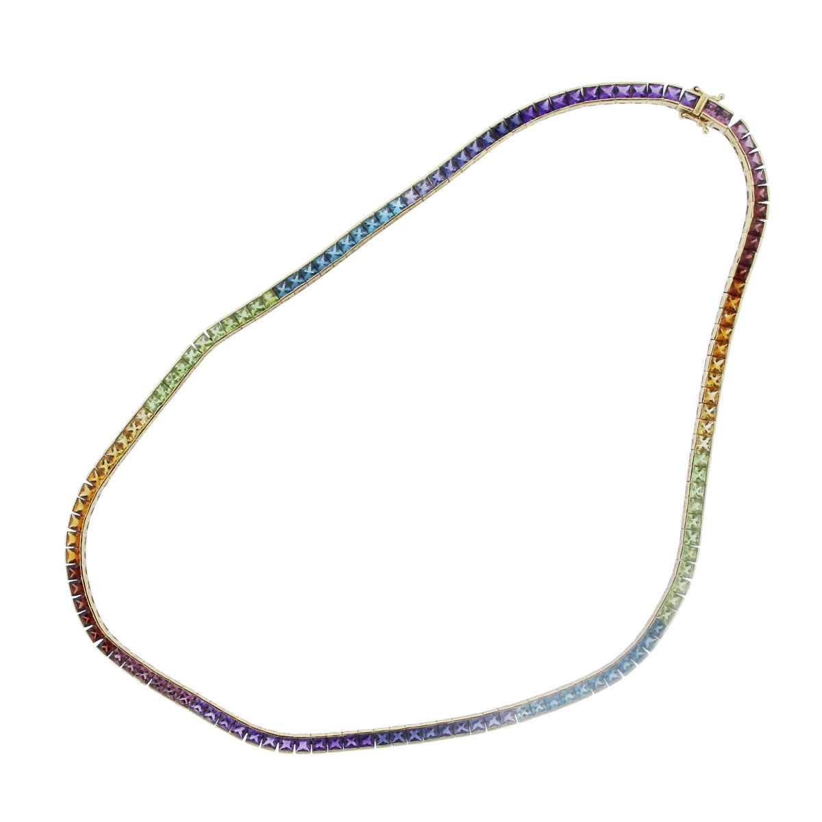 H Stern 18k Yellow Gold Multi Gemstone Rainbow Necklace | vlr.eng.br