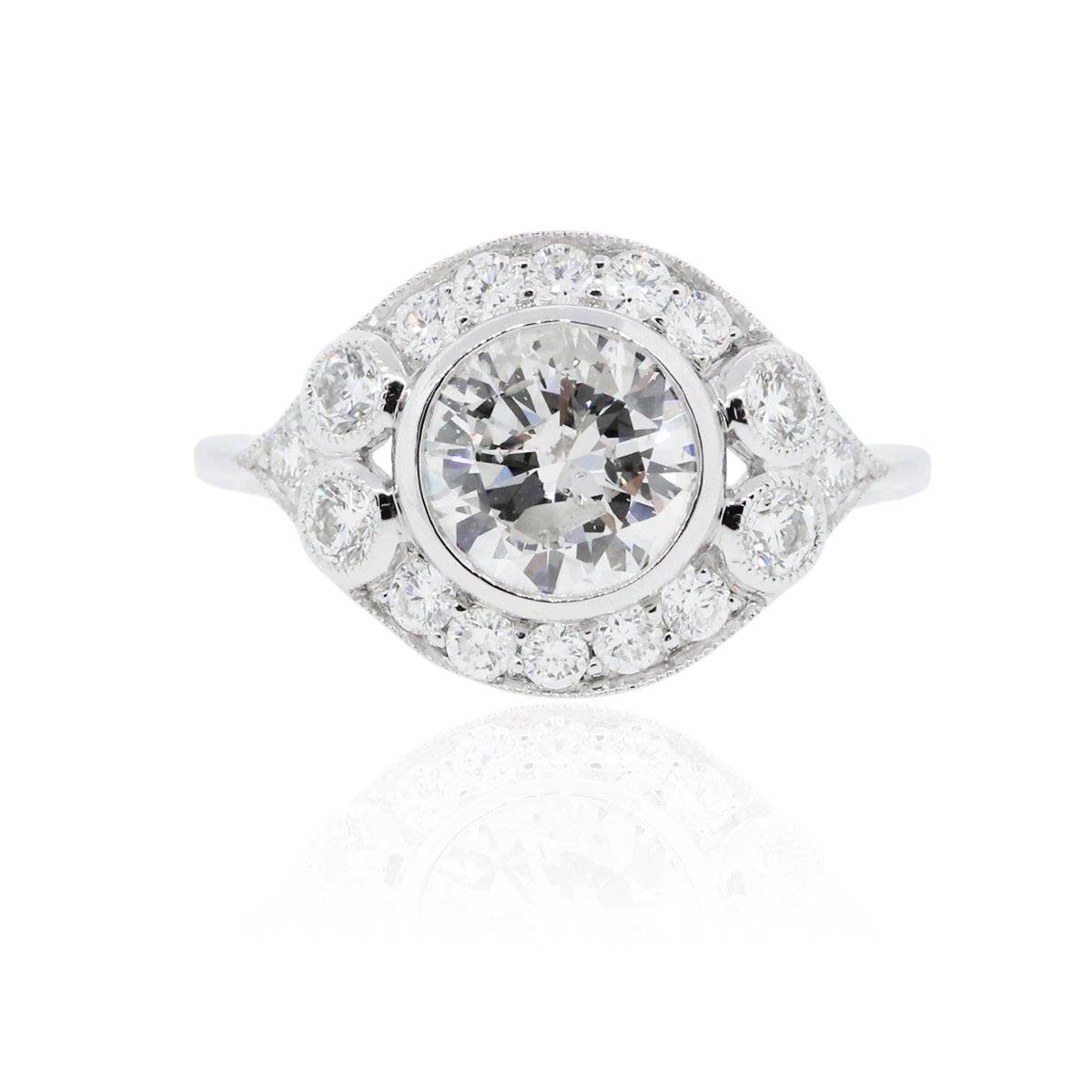 Antique Style Platinum and Diamond Engagement Ring