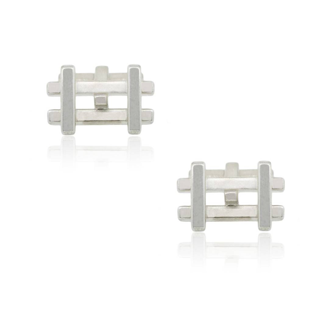 TIFFANY & CO. STERLING SILVER FENCE CUFFLINKS