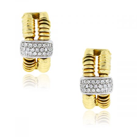 You are viewing these 18k Yellow Gold .80ctw Diamond Omega Back Earrings!