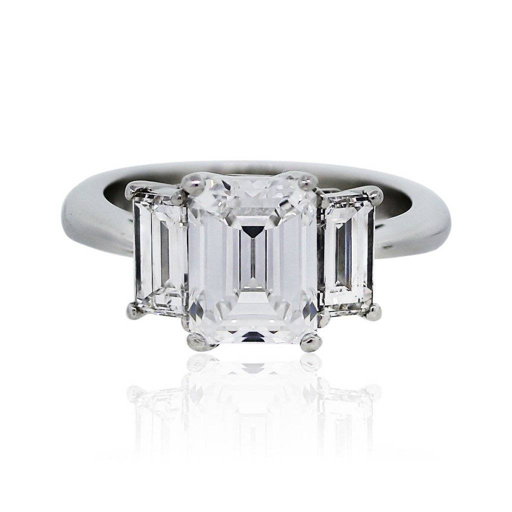 3.45 Carat Emerald Cut Diamond GIA Certified Engagement Ring