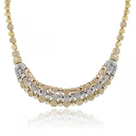 You are viewing this 18k Tri Color Gold 6.5ctw Diamond Necklace!