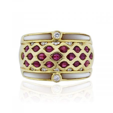 You are viewing this 18k Yellow Gold 0.90ct Ruby Enamel .15ct Diamond Ring!