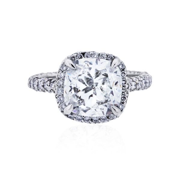 You are viewing this Platinum 3.02ct Cushion Cut Diamond Engagement Ring!