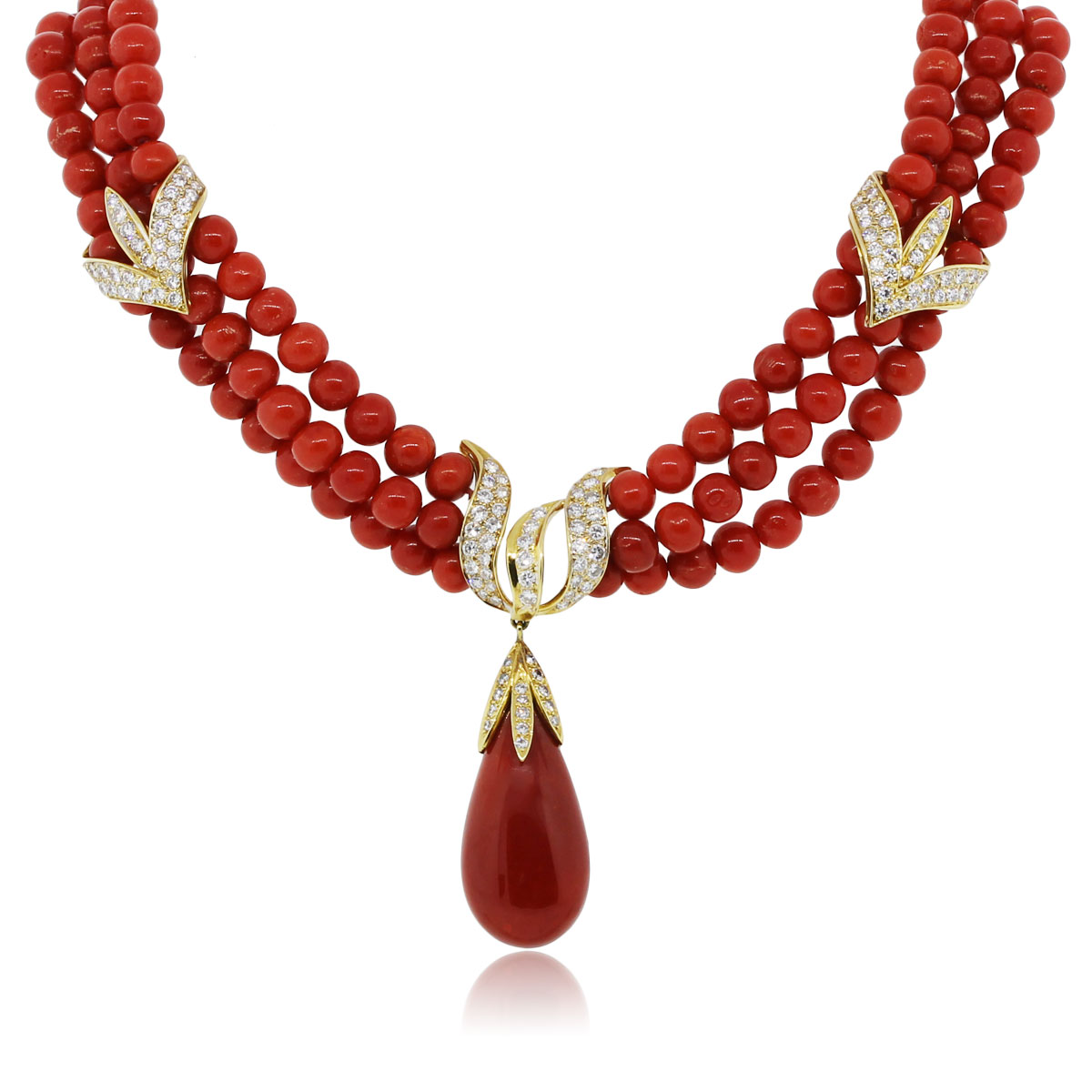 Vintage Coral and Diamond Necklace