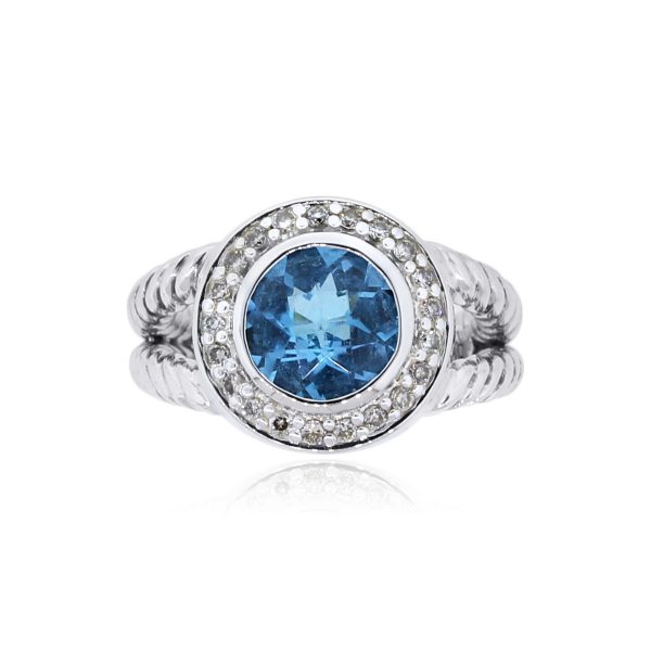 You are viewing this David Yurman Silver Blue Topaz Diamond Albion Ring!