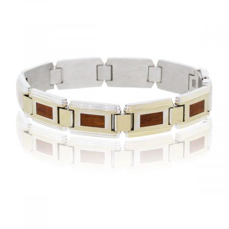 You are viewing this IBGoodman18k White Gold with Wood Inlay Mens Bracelet!