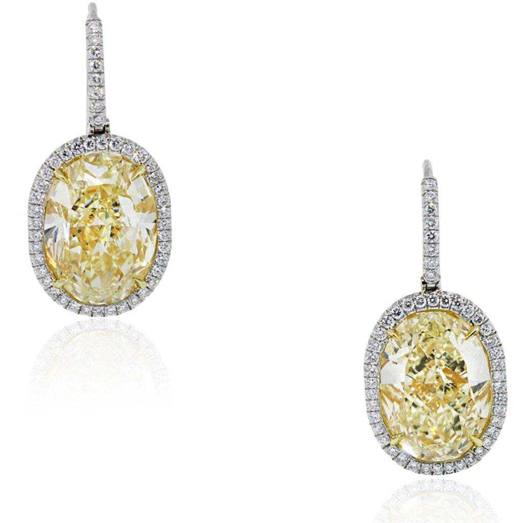 Platinum GIA 12.68ctw Oval Brilliant Diamond Drop Earrings